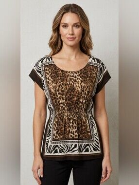 HeartSoul Animal Print Top - Brown & Cream